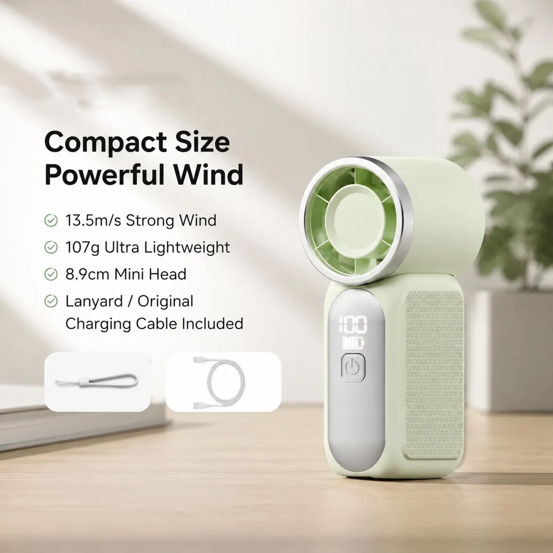 Lightweight 115g Mini Digital Display Handheld Portable Cooling Fan