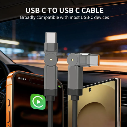 180° Rotatable Dual USB-C to USB-C Charging Cable