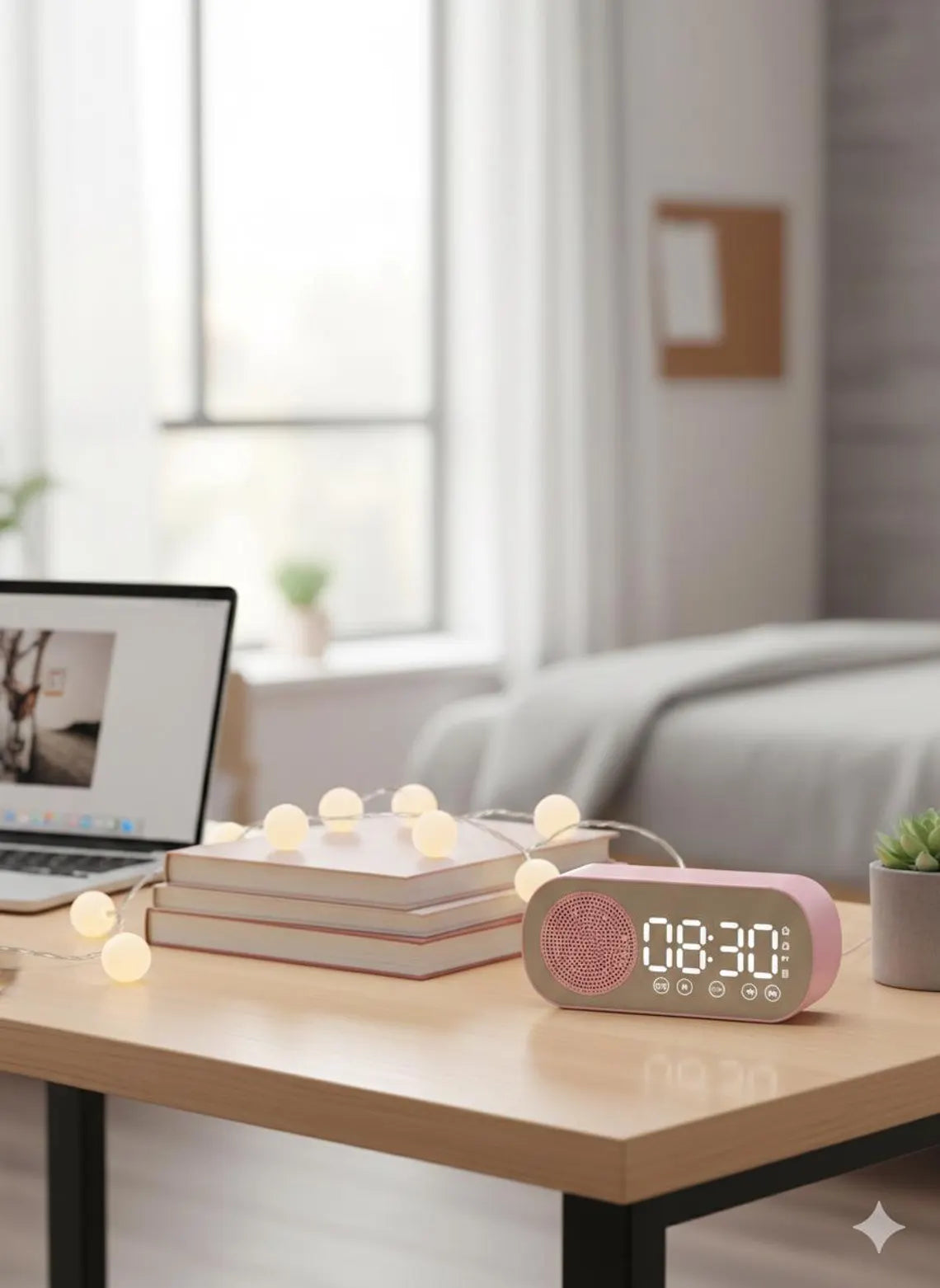 Voice Control Smart Digital Alarm Clock Bluetooth Bedside Speaker