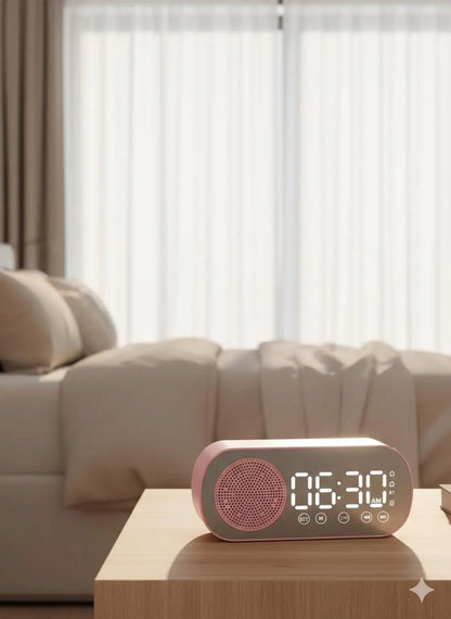 Voice Control Smart Digital Alarm Clock Bluetooth Bedside Speaker