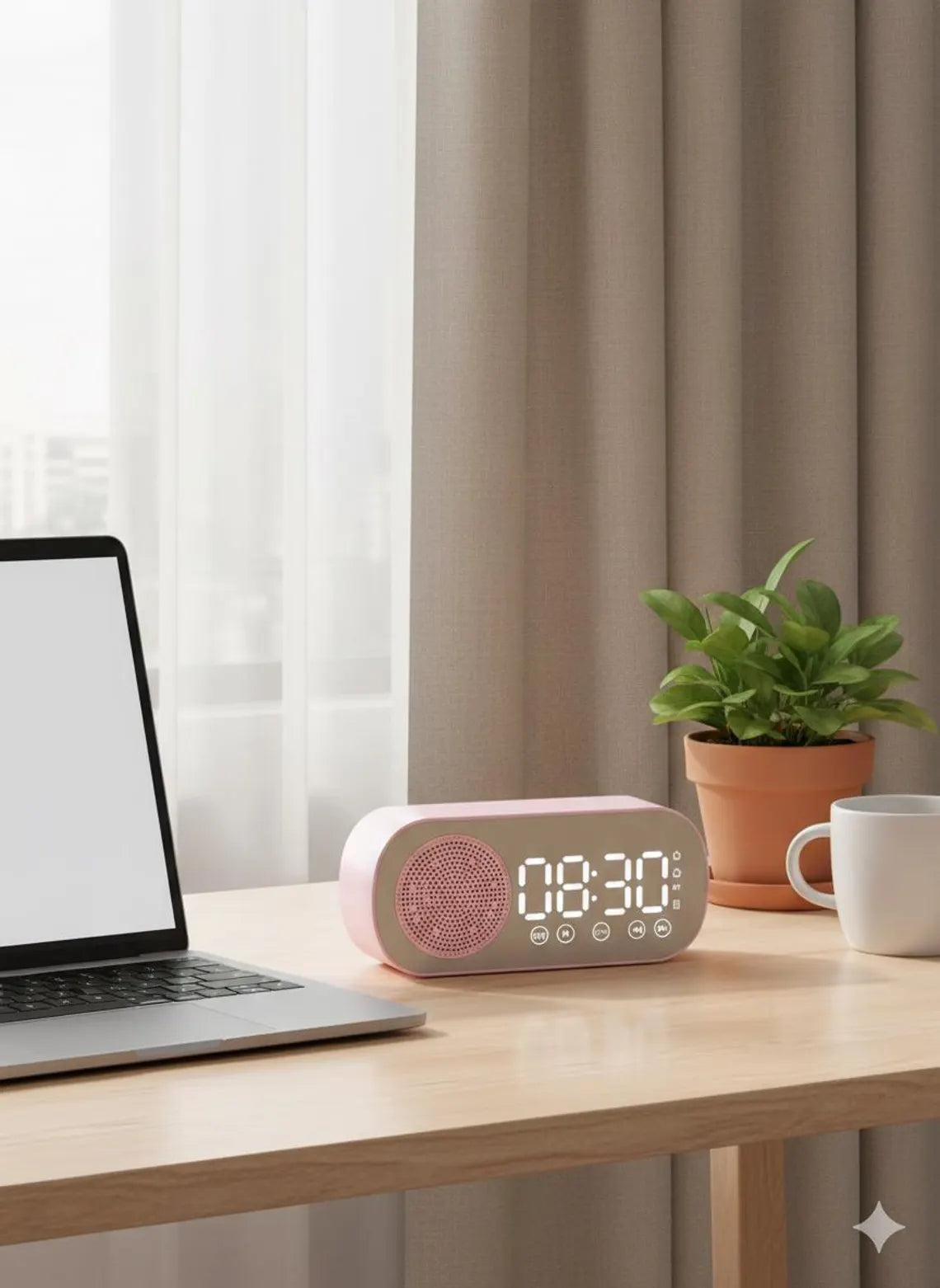 Voice Control Smart Digital Alarm Clock Bluetooth Bedside Speaker