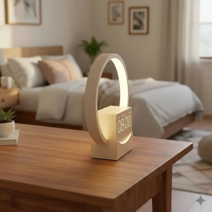 Wooden Sunrise Wake-Up Light Alarm Clock with Bluetooth Speaker & White Noise